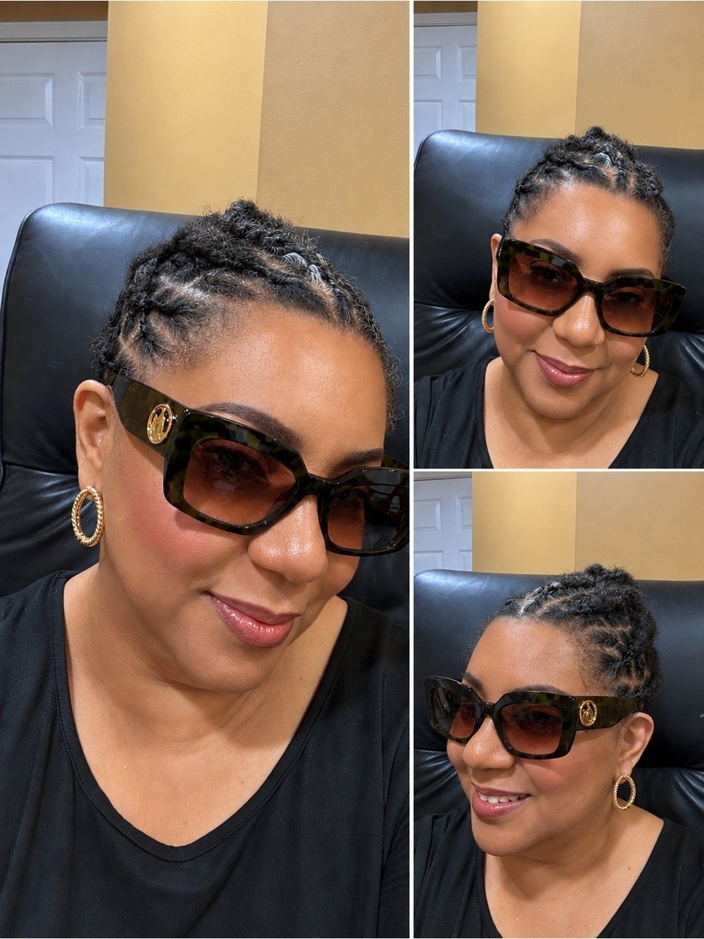 Lanvin Tortoiseshell Square Sunglasses with Gold Medallion